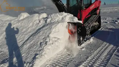 Built for large skid steers and harsh Canadian winters. Double auger for the toughest snow condition...