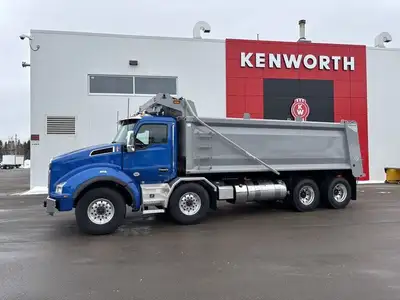 2026 SURF BLUE T880 SIMARD CONVERSION TWIN STEER WITH A 21' BRANDON DUMP BODY !! READY TO GO TO WORK...
