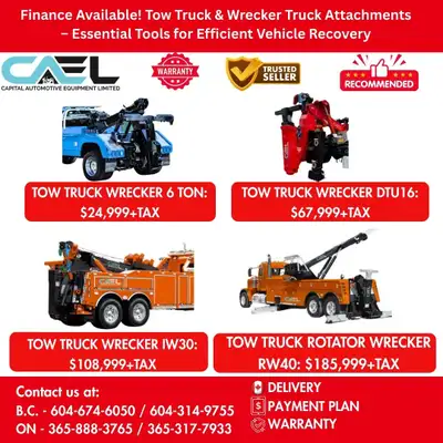 Finance! Tow Truck & Wrecker Truck Attachments CERTFIED & WARRANTY INCLUDED 67,999 Discover our exte...