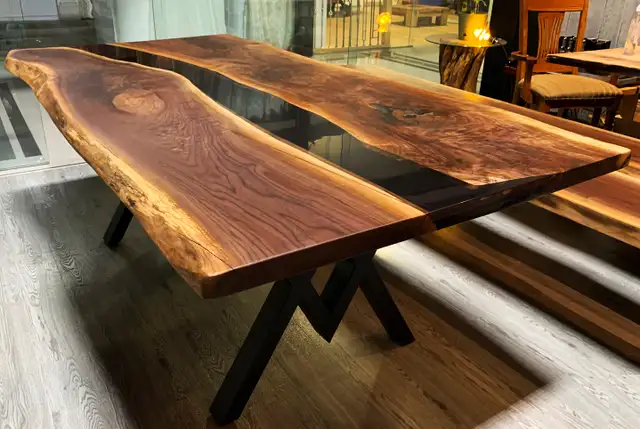 Tables with live edges and epoxy river or ocean62863273393155123