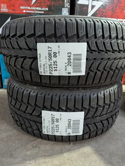 PAIR OF 2X P225/50R17 225/50/17 UNIROYAL TIGER PAW ICE & SNOW TAG # 20843 ** Please read details bel...