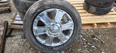 Set of four 275/55R20 Dunloop 5000M all-season tires mounted on 20x8" wheels. Removed from a 2010 To...