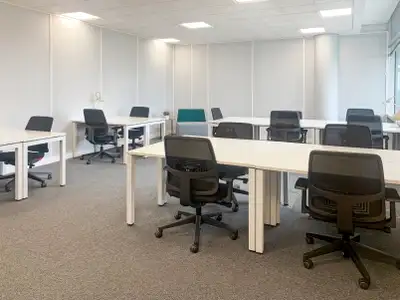 Flexible large office for rent designed to accommodate 20 people at Regus Robson Square. A fully ser...