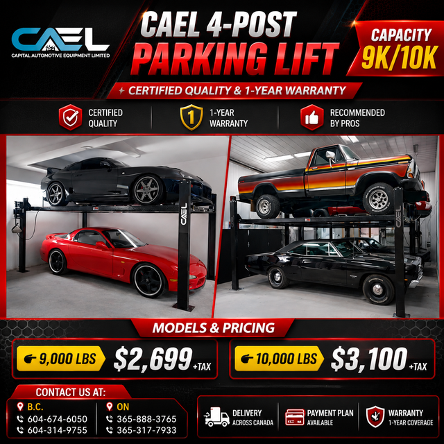 New CAEL 4-Post Parking Storage Lift 9k/10k Capacity in Other Parts & Accessories in Whitehorse - Image 2