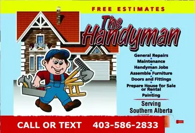 No JOB TOO BIG OR TOO SMALL !! Please call or text Bill 403-586-2833 * Kitchen and bathroom renovati...