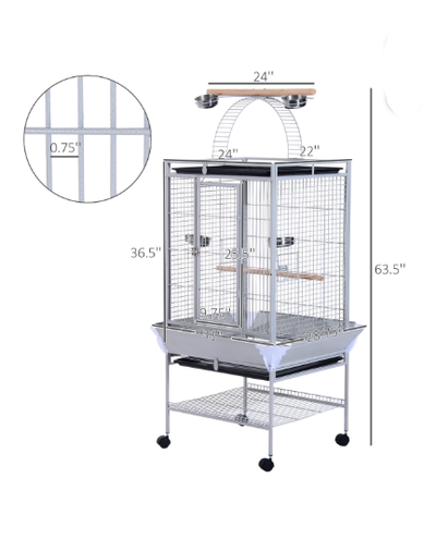 PawHut 64 Inches Parrot Bird Cage with Stand - Like New!, View more