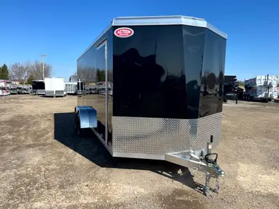 NEO ALL-ALUMINUM 7' x 18' TANDEM AXLE ENCLOSED CARGO TRAILER WITH REAR RAMP DOOR AND SPOILER! Design...