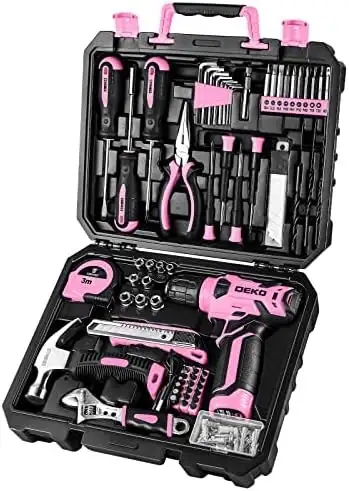 DEKOPRO 126pc Tool Set - 8V Cordless Drill, Case, View more
