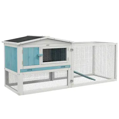 Wooden Rabbit Hutch Guinea Pig House with Removable Tray, Openab, View more