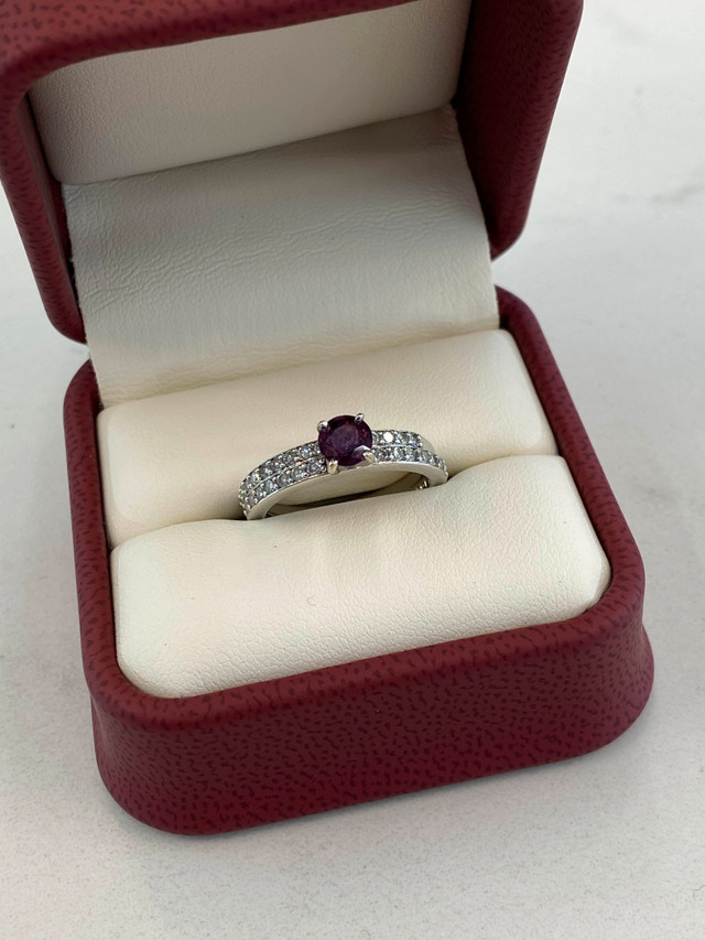 BEAUTIFUL! 14K White Gold Ruby & Diamond Engagement Ring Set in Jewellery & Watches in City of Toronto - Image 2