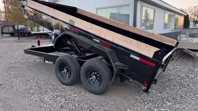 2026 Double A ELP147-14 7x14 Dump Trailer 14,000 gvw - 11,566lbs carry cap spring suspension powder...