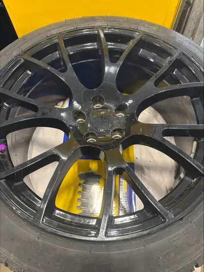245 45 R20 Michelin X-Ice winter tires on black rims. 6/32 tread left on tires. Tires and rims came...