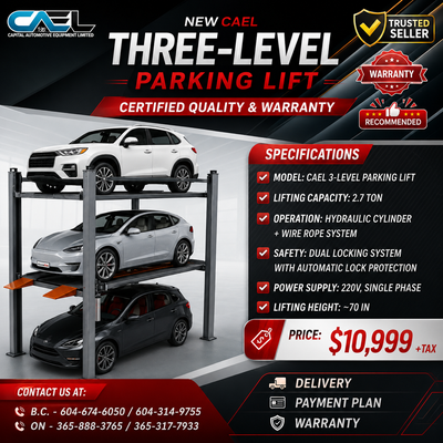 CAEL Three-Level Parking Lift Maximize Your Space! Turn one parking spot into three! The CAEL Three-...