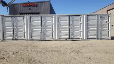 Arrow-West Equipment Ltd BARELY USED 40FT CONTAINER WITH FOUR DOORS DOWN THE SIDE AND A DOORON ONE E...