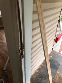 cracked exterior door, not closing properly we can fix. Servicin