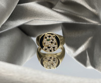 14K Yellow Gold Diamonds & Green Stone Panther Ring $595