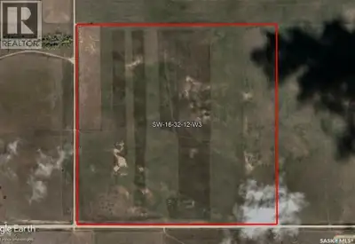 Quarter section of farmland on the Marriott grid road, approx. 5km west of Harris, SK, 45 minutes so...