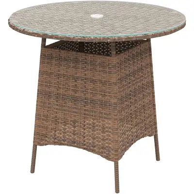 31.5" Outdoor Round Patio Table with Umbrella Hole, Bistro Coffe, View more