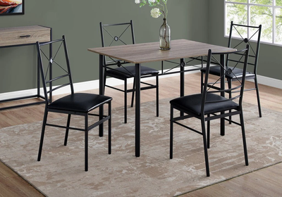 5-Piece Black Metal Dining Table Set with 4 Chairs K1021C, View more