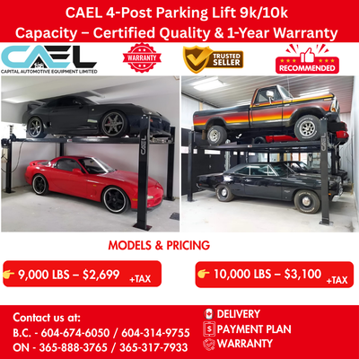 New CAEL 4-Post Parking Storage Lift 9k/10k Capacity Certified &Warranty &Finance 2,699 Upgrade your...