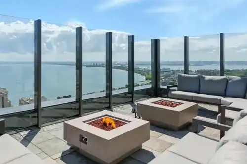 This bright, south-facing furnished apartment is in the beautiful Gallery Condo and Lofts in the Bur...