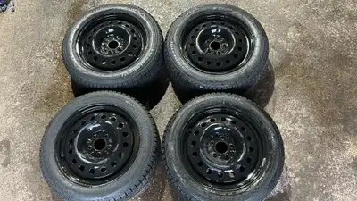 WHEELS 17" Steel Rims 5x114.3 Off of a 2013 Mazda 6 TIRES 215 55 17 Firestone Winterforce 2 Tread De...