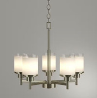 Brand New 5-Light Brushed Nickel Modern Candle-Style Chandelier