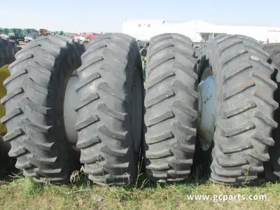 20.8R42 Firestone radial all traction 23 degree tires off a CR9070 New Holland combine. Walls are ni...