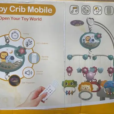 Mini Tudou Baby Crib Mobile – Musical & Star Projection, View more