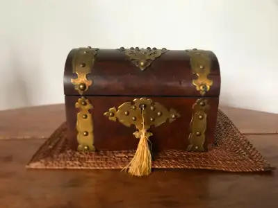 Small antique treasure chest, View more