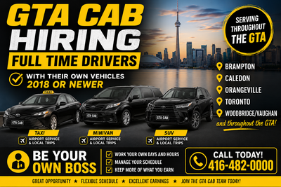 Hiring full time drivers in Brampton,  Caledon, Orangeville,  GT, View more