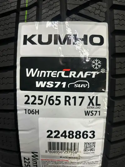 These are NEW Kumho WinterCraft SUV WS71 Top Line Winter Tires. $60 Mail in Rebate With The Purchase...