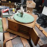 Vintage Victrola, lots of antiques, cars, comics, HO trains, etc