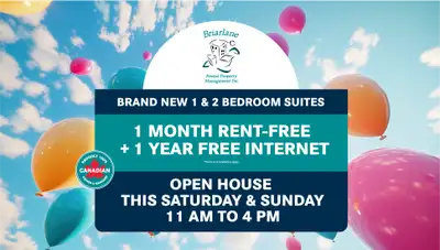 Promo on Now! Lease one of our Brand New 1 or 2 Bedroom Apartments and receive your First Month Rent...