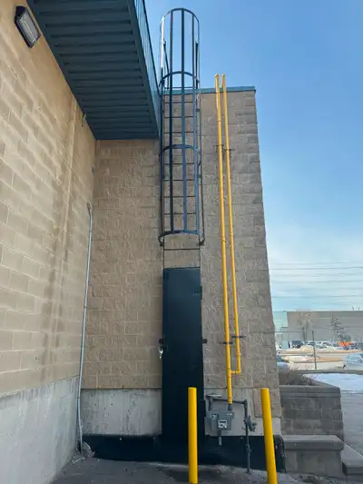 Steel & stainless steel bollards, bolt down, fixed walk through roof access ladders, cage roof acces...
