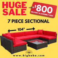 7 Piece Patio Furniture Steel Garden Wicker Sectional Sofa Set