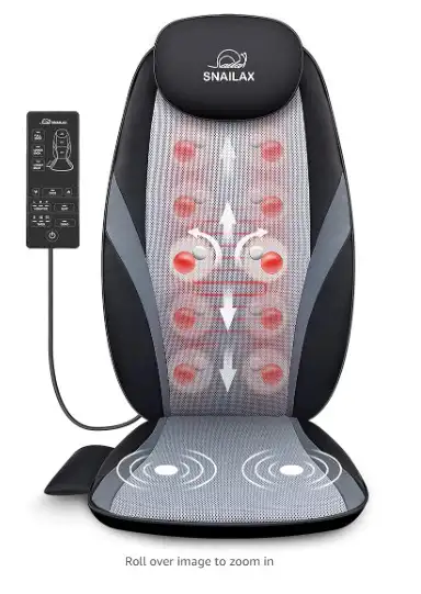 "Snailax Back Massager with Heat, Shiatsu Massage Cushion, Massage Chair Pad Seat Massage for full B...