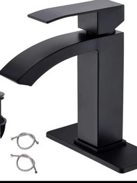 FROPO Black Bathroom Faucet - Single Hole Waterfall Bathroom Sin