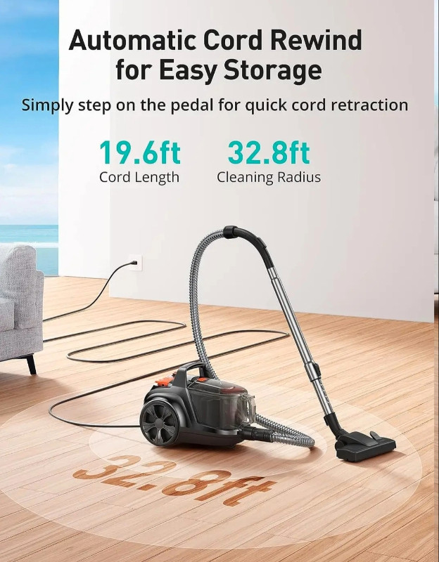 Aspiron Canister Vacuum Cleaner, 1200W Lightweight Bagless Vacuu in Other in Gatineau - Image 2