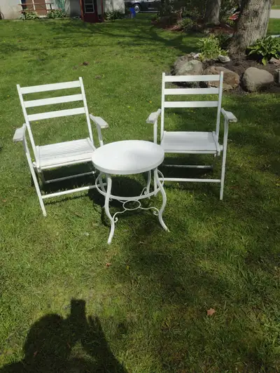 3 pcs Patio set with folding wood chairs and heavy duty table, View more