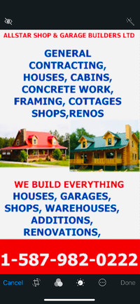 House for sale. We build acreage And farm houses, custom shops
