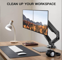 HUANUO Dual Arm Monitor Stand - Adjustable Gas Spring Computer D