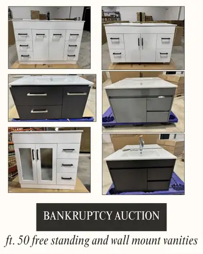 Bankruptcy Online Auction of 50 Vanities Closes Sun July 12, View more
