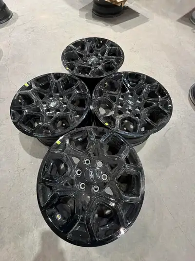 Four New Ford F150 18 inch 6 bolt OEM Black aluminum Wheels. These are brand new takeoff wheels from...