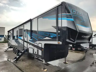 NEW FLOORPLAN! Quad Slide Toy Hauler w/ Tilting King Bed, 13'6in. Garage, Full Height Shaker Cabinet...