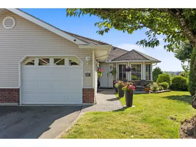 End-unit rancher that lives like a house, with a sprawling private backyard and panoramic sunset vie...
