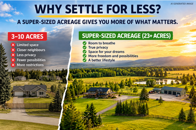 Rare 23-acre acreage near Grande Prairie offering privacy, space and future potential. Key Selling P...