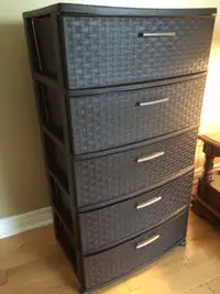 Plastic dresser with castors 41" high, 22" wide, 15 1/2" deep
