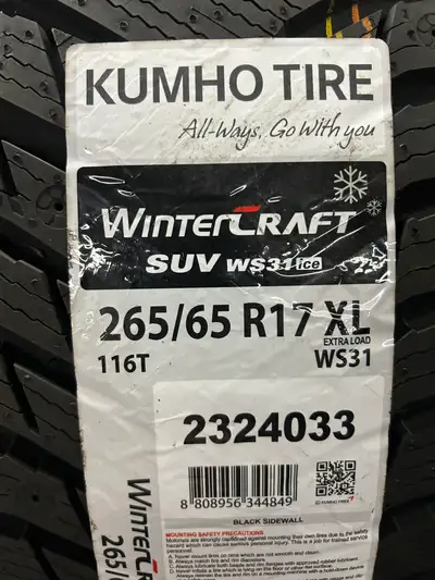 These are NEW Kumho WinterCraft SUV WS31 TOP-LINE Winter tires. 4 NEW 265 65 17 HERE IS A DEAL! NEW...