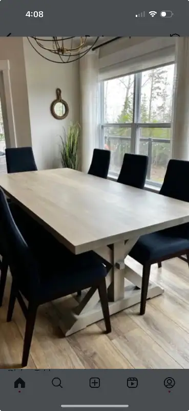 Solid maple, trestle style dining table. 84 x 38. Email only. Hand crafted by Going Coastal in Chest...